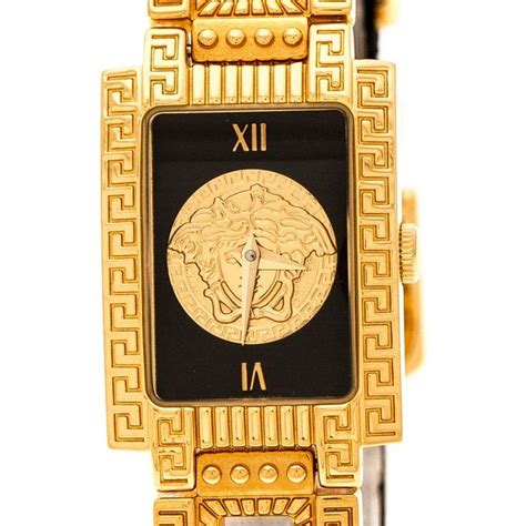 Gianni Versace Black Gold Plated Medusa 7009017 Women''s